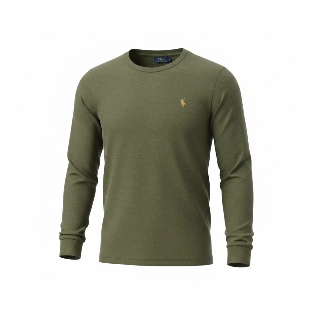 Polo Ralph Lauren Men's Custom Fit Long Sleeve Jersey  Olive Green Size XL